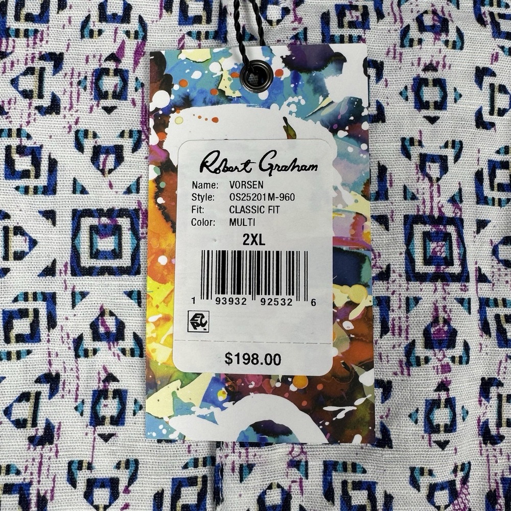 Robert Graham ButtonUp Classic Fit Shirt Mens 2XL Purple/White Linen Blend NWT - Picture 6 of 12